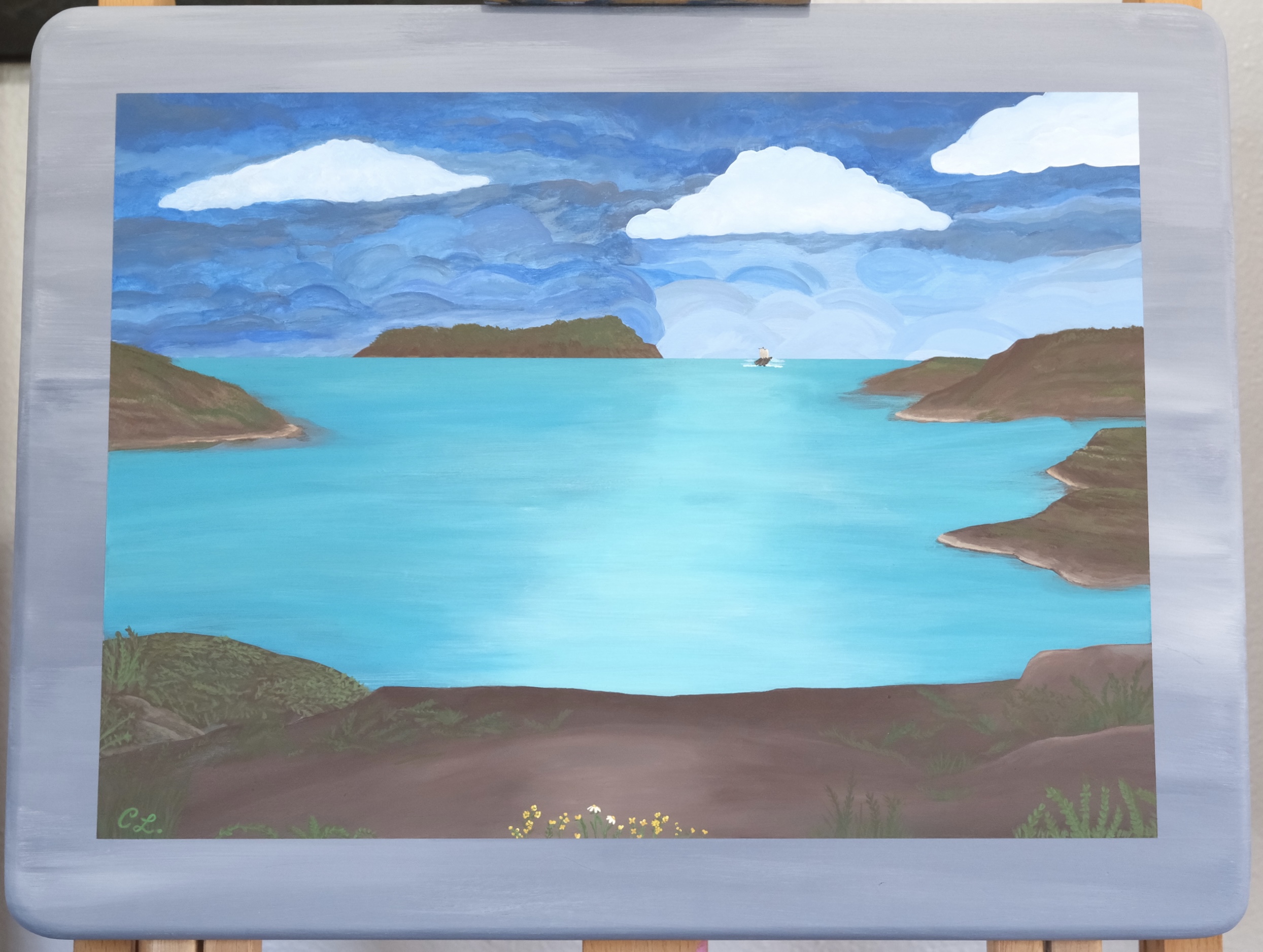 Folding table painted with a scene from The Odysy